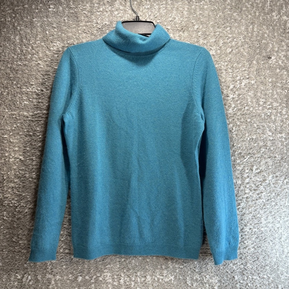 CHARTER CLUB Luxury Cashmere Turtleneck Sweater M Blue Preppy Old Money Academia